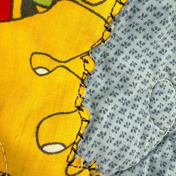 Hand Made Vintage Crib Quilt 42x66 Dinosaur Themed Rustic Retro  Machine Quilted - Picture 11 of 15